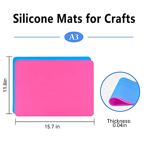 Silicone Mat, IKOCO 15.7"x 11.8" Silicone Craft Mat for Playdough A3 Large Nonstick Resin Molds Sheets for Epoxy Resin Jewelry Casting - color: Pink&Blue, size: 15.7''*11.8''
