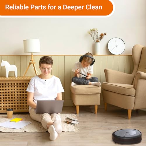 Replacement Parts Compatible with iRobot Roomba J7 J7+ J5 J5+ J6 J6+ J8 J8+ J9 J9+ i e j Series Vacuum Cleaner Accessories Kit,Front Caster Wheel,Rubber Brushes,6 HEPA Filters,6 Side Brushes