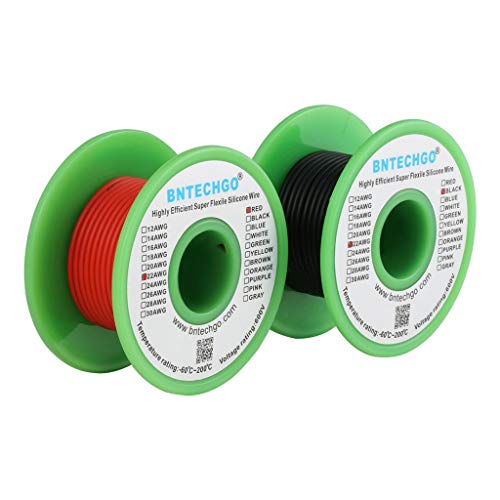 BNTECHGO 22 Gauge Silicone Wire Spool red 50ft and Black 50ft Flexible 22 AWG Stranded Tinned Copper Wire - size: 22 Gauge, 50ft per color