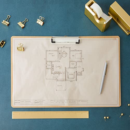 Juvale Clipboard - 11.5 x 17.4 in, Brown MDF, 4-Pack - Wood Clipboard Set with Low-Profile Metal Clip & Retractable Hook - Oversized & Portable for Drafting Board & Sketch Board Use - size: 17.4 x 11.5 Inches