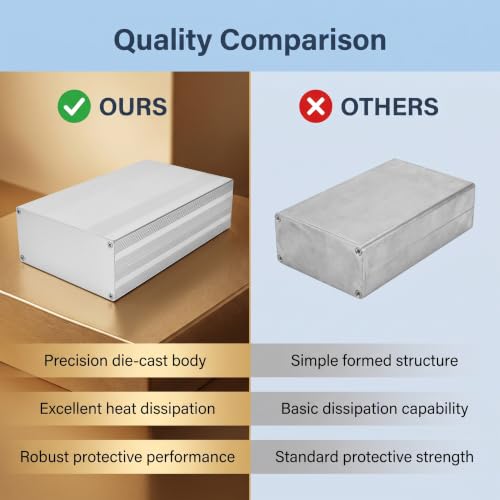 Project Box Aluminum Alloy Plastic Junction Box Electronic Case Enclosure Case PCB Board DIY Sandblast Oxidized Protective Case Silver 68 x 145 x 250mm / 2.68 x 5.71 x 9.84in