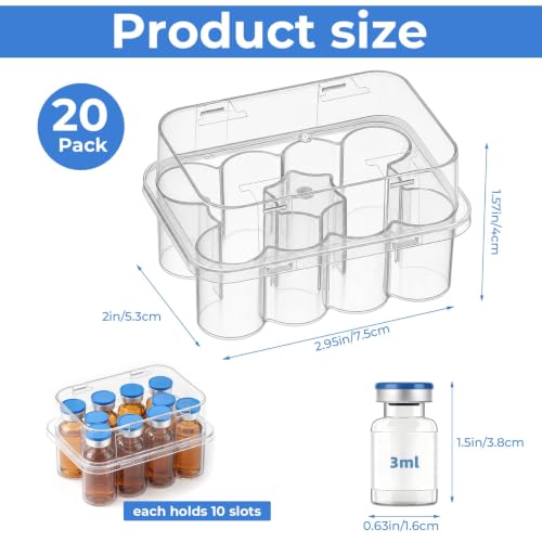 20-Pack 3mL Vial Storage Case, 10-Slot Insulin & GLP-1 Organizer - size: 3ml 10-slot 20pcs