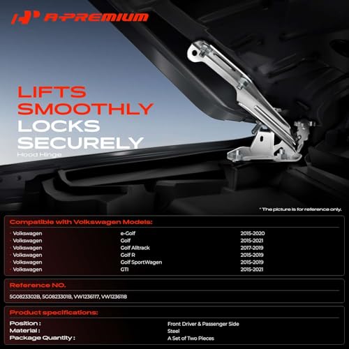 A-Premium Set of 2 Front Driver and Passenger Hood Hinges