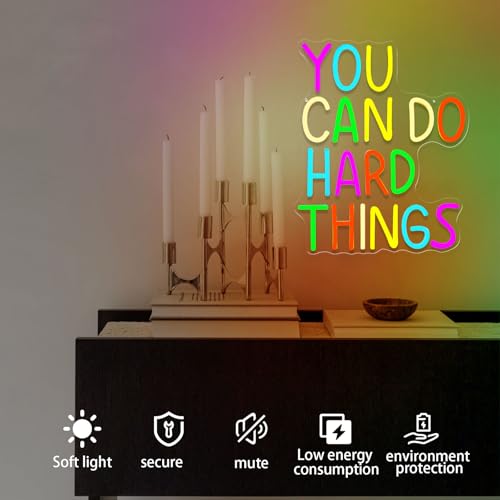 You Can Do Hard Things LED Neon Light Sign for Gym Kids Positive Wall Decor - color: You Can Do Hard Things Neon Sign