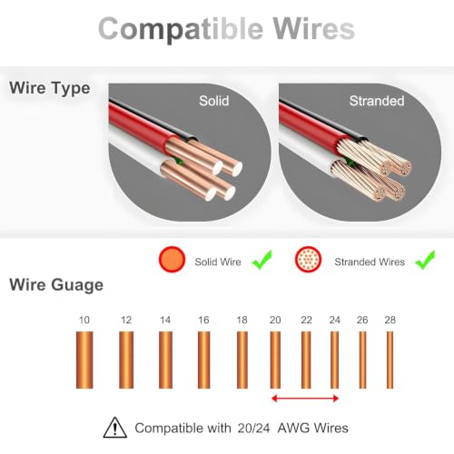 10Pcs 3 Way 1 Pin T Tap Connector,20-24 AWG,Solderless No Stripping - size: 20-24AWG