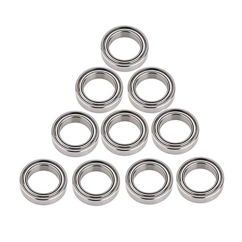 R188-ZZ Bearing 1/4x1/2x3/16in, Metal Shielded Steel 10-Pack