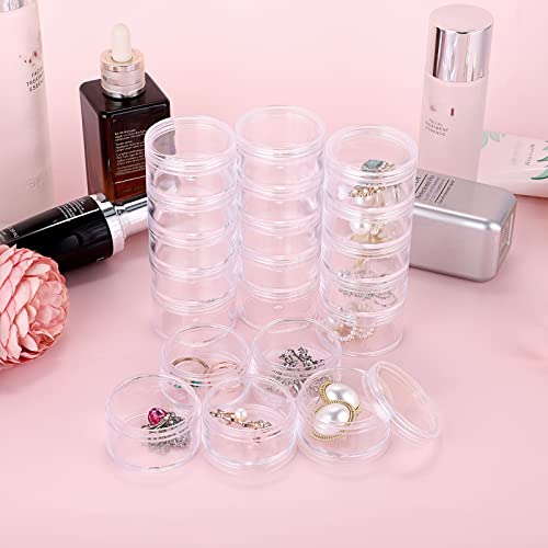 Hipiwe 4 Set 5-Layer Jewelry Bead Containers Small Clear Plastic Sample Jar - size: 4Packs 1.9"D x 4.8"H