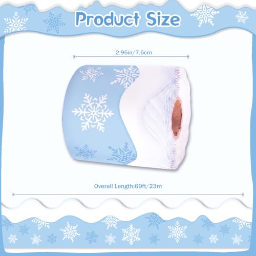69 Feet Light Blue Snowflake Bulletin Board Borders, Scalloped Winter Snow Bulletin Board Strips Roll, Winter Wonderland Classroom Decor for Winter Christmas School Home Office Wall - color: Light Blue Snowflake
