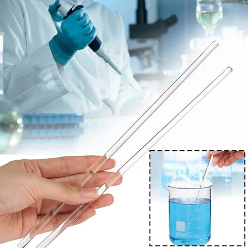 10-Pack Glass Stirring Rods – 7.9" Long, 6mm Diameter, Both Ends Round – Heat-Resistant Glass for Lab and Home Use