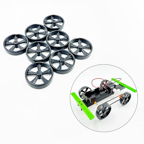 8PCS Model Toy Car Wheel RC Car Wheel Tire with 2mm Dia Shaft for RC Car Truck Robot DIY Model Toy Building Parts (2x38mm Black) - style: 2x38mm Black