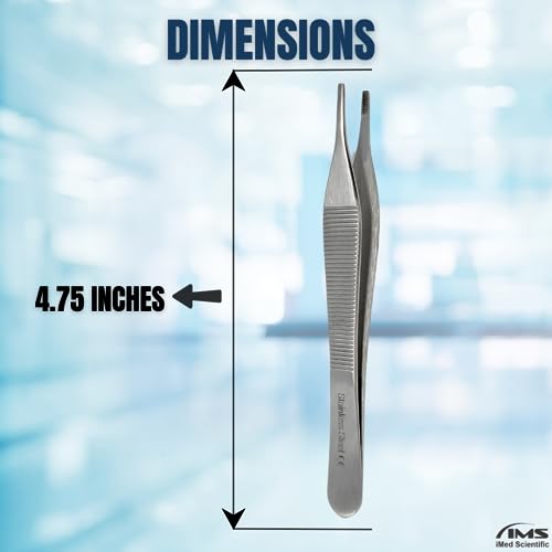 ADSON Forceps Tissue 1X2 Teeth ADSON Brown Forceps ADSON Dressing Forceps 4.75" Wide Handle Ridged Grip, Stainless Steel (Adson Brown - STR) - color: Adson Brown - Str