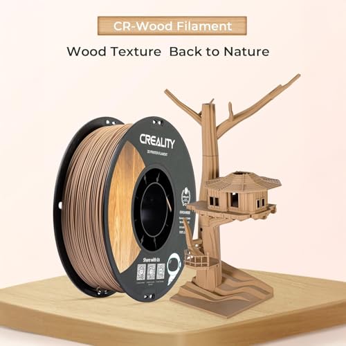 Official CREALITY Wood Filament PLA 1.75 mm, Wood 3D Printer Filament, More Than 30% Real Wood, Smooth Silk Texture, Toughness, 1kg(2.2lbs)/Spool 3D Printing Filament, for All FDM 3D Printers - color: Wood