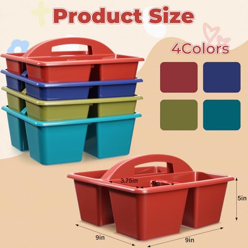 Kathfly 4 Pack Classroom Caddy Organizer with Handle Bulk, Deep Color - color: Deep Color