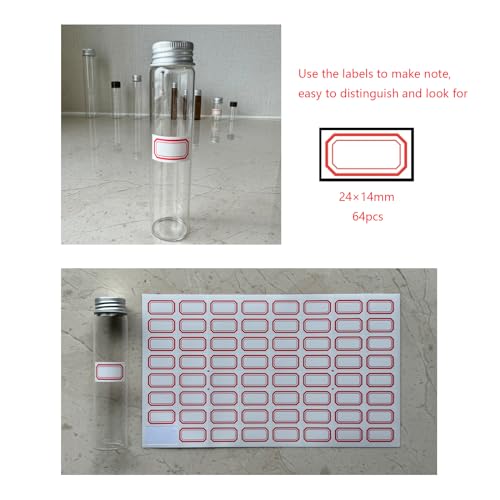 6PCS 40ml Clear Glass Flat Test Tubes with Screw Caps and Plastic Stoppers - color: with Aluminium Caps, size: 40ml