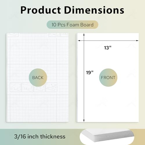 Golden State Art 13x19 Self Adhesive White Foam Boards 3/16" Thick 10 Pack - size: 13x19