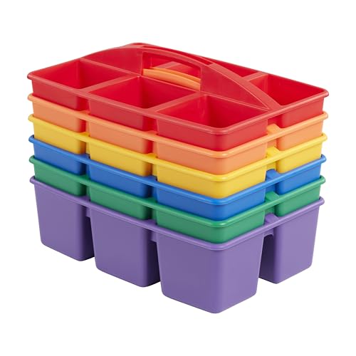 ECR4Kids 6-Compartment Large Storage Caddy Organizer, 6-Pack, Primary - color: Primary
