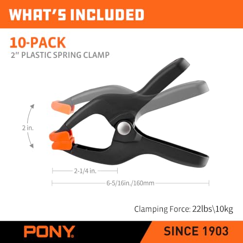PONY 10-Piece Spring Clamp Set, 6-5/16" Nylon Spring Clamps - size: Single Size Set (6-5/16")