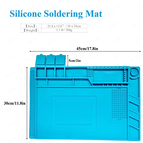 WWZMDiB Heat Resistant 932°F Silicone Magnetic Soldering Work Mat(S-160【17.8 x 11.8” / 45 x 30cm】)