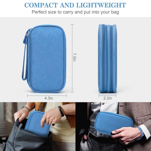 FYY Electronic Organizer, Travel Tech Pouch Bag, Cable Organizer Cyan - color: Cyan, size: 7.5 x 4.3 x 2.2 inches