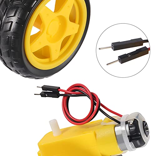 2pcs Electric TT Prewired Gear Motor Wheel Kit DC 3-6V Dual Shaft Geared TT Gearbox Engine with 69mm Plastic Car Tire Wheel for Smart RC Car Robot Tyres Model