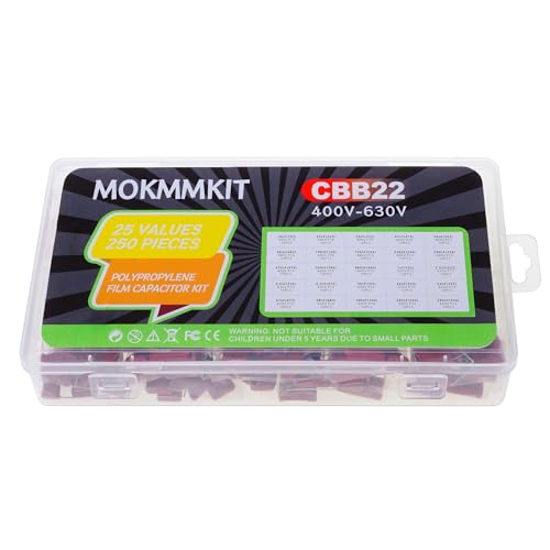 25 Values 250 Pieces Metallized Polypropylene Capacitor Kit CBB22 400V-630V - style: 400V-630V 250pcs