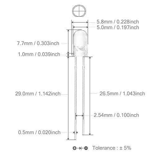 CHANZON 100 pcs 5mm Infrared Ray IR 940nm Emitter LED Diode Lights - color: C) 5mm 940nm Ir Emitter (100pcs)