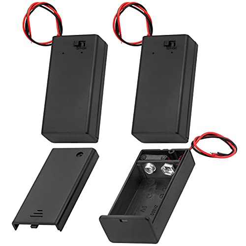 DAIERTEK 3PCS 9 Volt Battery Holder with ON/Off Switch Cover Lead Wires + 10PCS 9V Battery Connector 9 Volt Battery Snap Clip