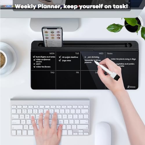 Varhomax Glass Weekly Planner Desk White Board - color: Weekly Planner-black