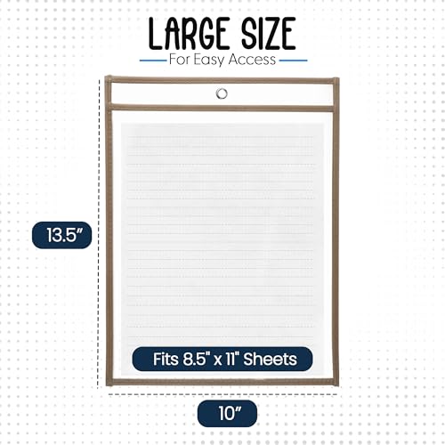 Essex Wares - 6 Pack, Tan Dry Erase Pockets, 10" Wide x 13.5" Tall - color: Tan