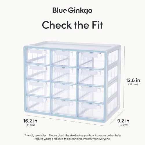 Blue Ginkgo 12-Drawer Storage Cabinet Organizer, Blue, Made in Korea - color: BLUE, size: 12 Drawer