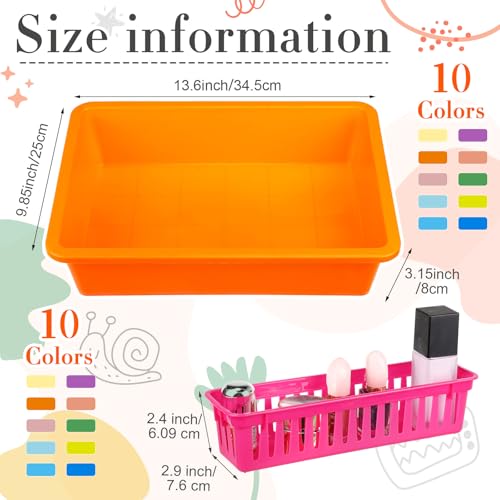 Reallnaive 20 Pcs Plastic Cubby Bins Colorful Storage Bins for Classroom