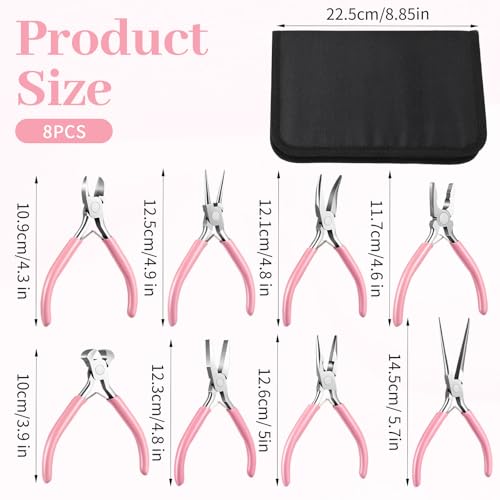 8 PCS Jewelry Pliers Tool Set, Jewelry Making Pliers Sturdy Small Plier Set