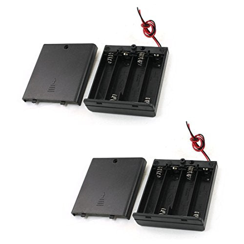 4 x 1.5V AA Battery Case Holder, Black, 2 Pack