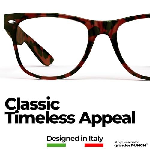 grinderPUNCH Reading Glasses for Men Readers High Power Strong 1.0 to 6.0 - color: Tortoise