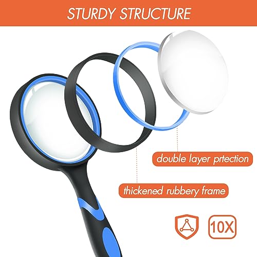 Leffis 8 Pack Magnifying Glass, 50mm Reading Magnifier for Kids and Seniors