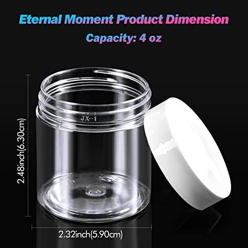 Eternal Moment 36 Pack 4 OZ Plastic Jars Clear Cosmetic Container with Lids - color: White Lid, size: 4 Ounce