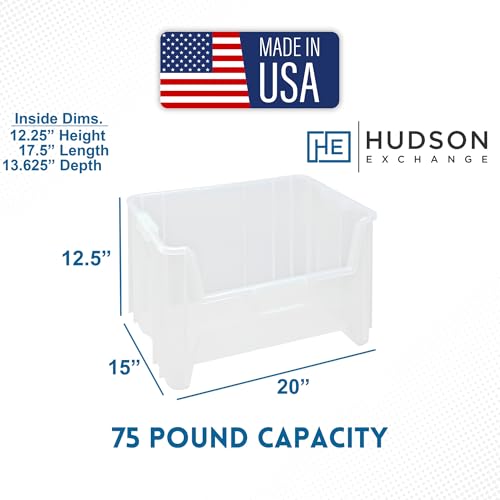 HE HUDSON EXCHANGE 20" x 15" x 12.5" Plastic Giant Stackable Hopper Bin, Clear - color: Clear, size: 1 Pack