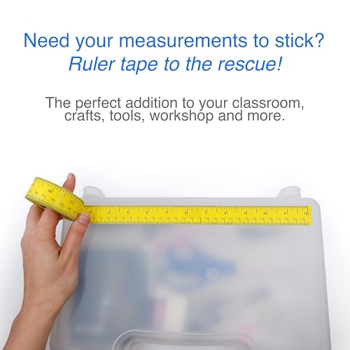 ChromaLabel 1 Inch Adhesive Measuring Tape with Ruler, Yellow, Case of 10 - color: Yellow, size: 1" Wide Pack of 10