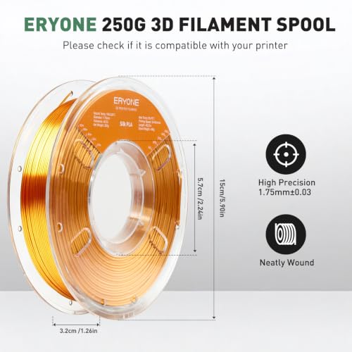 ERYONE Silk PLA Filament 3D Printer 1.75mm +/-0.03 mm, Shiny Silk Filament PLA Bundle 250g*8 Spools, Silk Series - color: Silk Multicolor 2, size: Silk Pla-2kg