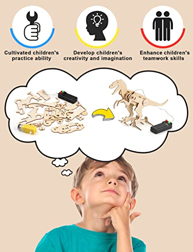 Poraxy 4 Pack Dinosaur Toys for Kids 8-12, STEM Kits, Toys for Ages 8-13, Wooden 3D Puzzle, Educational Science Building Projects Crafts, Birthday Gifts for Boys Girls 7 8 9 10 11 12 13 Years Old - size: Dinosaur toys without Paints