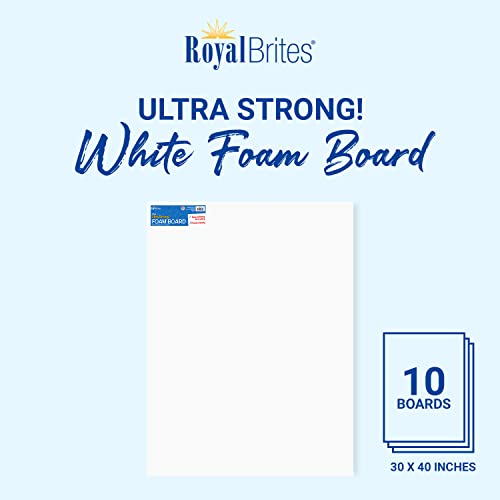 Royal Brites Premium White Foam Board 30” x 40”, Sturdy & Lightweight 3/16" Thick Board for Art, Work Presentations, & School Projects, Pack of 10 - color: White, size: 30" x 40", 10 Shets