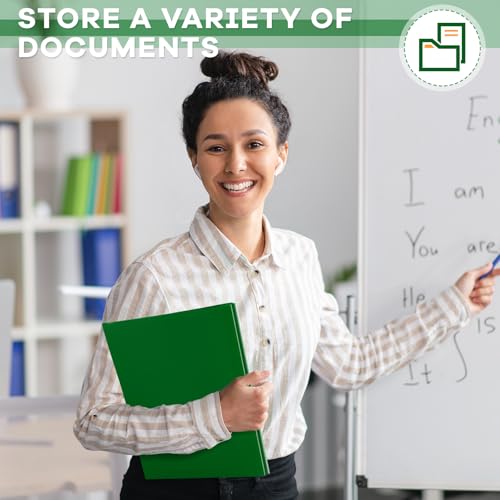 Henoyso 36 Pcs Plastic Folder with Clear Front Pocket, Dark Green - color: Dark Green
