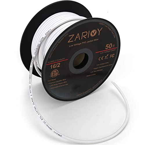 50 Feet 16 Gauge 2 Conductors Red Black Wire with Fire Resistant CL2 White Jacket, 16 AWG Electrical Hookup Wire LED Strips Extension Cord Cable for LED Ribbon Lamp Tape Lighting - size: 50 Feet, style: 16/2 Gauge CCA