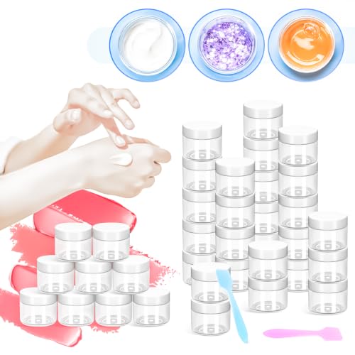 32 Pack 20g Clear Plastic Jars Containers, 20ml Travel Size Makeup Container Jars with Lids, Small Round Cosmetic Pot Jar for Cosmetic Cream Lip Balm Salve Sample Beauty Lotion,White Lid - color: White, size: 20g