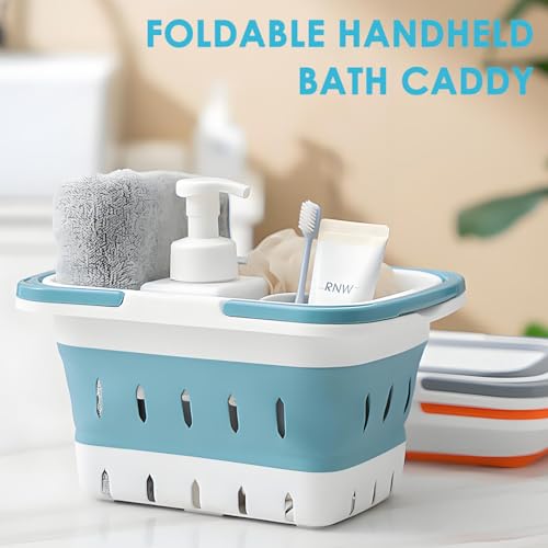 Fammart Plastic Shower Caddy Portable, Bath Basket Cleaning Caddy w/Handle - color: Blue