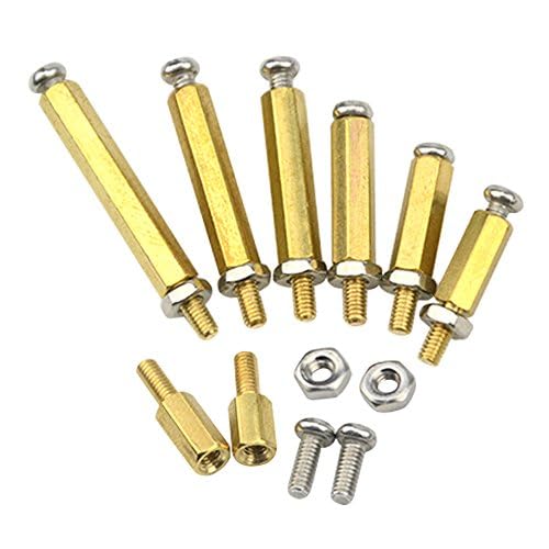 280pcs M2.5 Brass Male-Female Spacer Standoff Screw Nut Assortment Kit and Stainless Steel Screw Nut Set