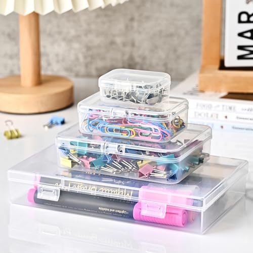 Clear Small Plastic Storage Containers with Lids, 7 Pack - size: 4 Size 7 Pcs