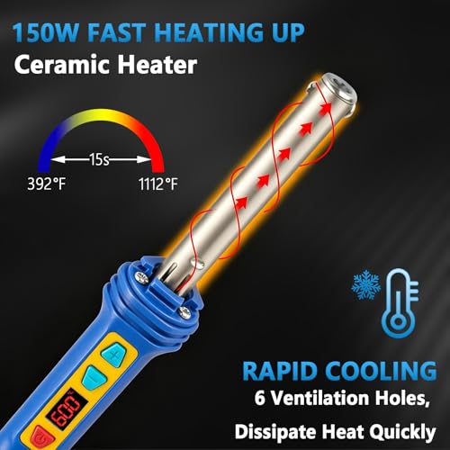 GNI Upgraded 150W LED Digital Adjustable Temperature Plastic Welder - color: Blue