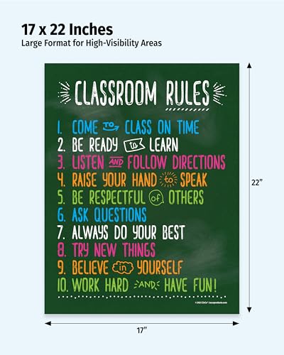 Safety Magnets ZOCO – Classroom Rules Posters (20 Pack) – Laminated 17x22 – Motivational Behavior Expectations for Elementary, Middle & High School Class Decor – Durable USA-Made Wall Art - size: 20 Pack - 17" x 22"