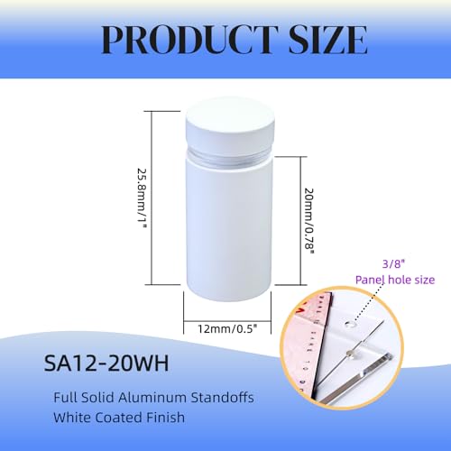 Pack of 12 Aluminum Standoff Screws Wall Sign Standoff Mounting Hardware Standoff Mounts for Acrylic Picture Frame (12, White, 1/2" x 3/4") - color: White, size: 1/2" x 3/4"